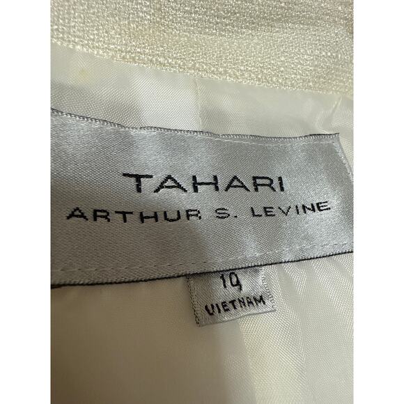 Tahari Women's Cream Long Sleeve Peak Lapel Blazer Coat Suit Jacket Size 10 - Picture 3 of 4